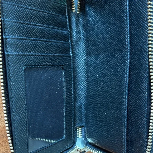 Coach Ocelot Black & Blue Animal Print Wristlet Leopard Double Zipper Rare! EUC - Picture 7 of 8